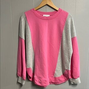 NWOT Ces Femme Sweatshirt Pullover Pink & Gray Medium